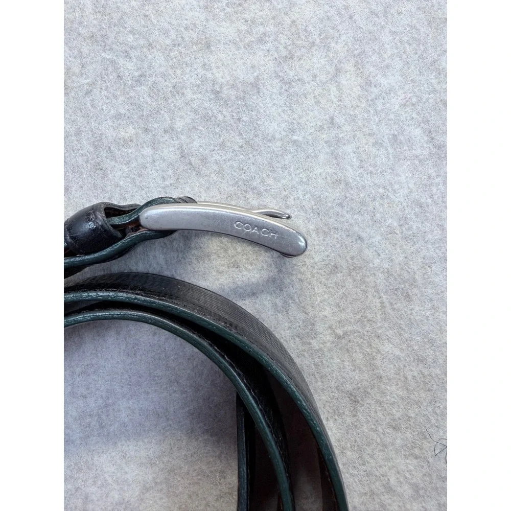 Coach Belt Mens 36 Black Textured Leather Brass Buckle handmade in Turkey